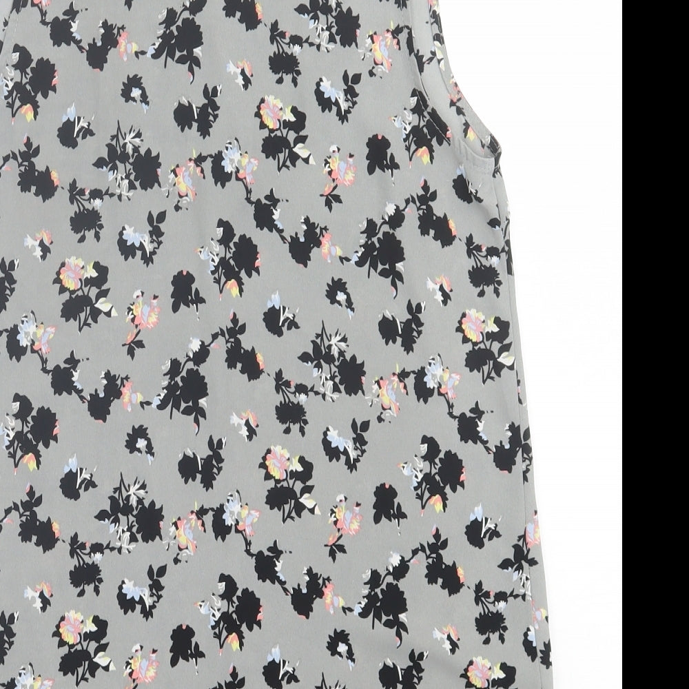 NEXT Womens Grey Geometric Polyester Basic Tank Size 10 V-Neck