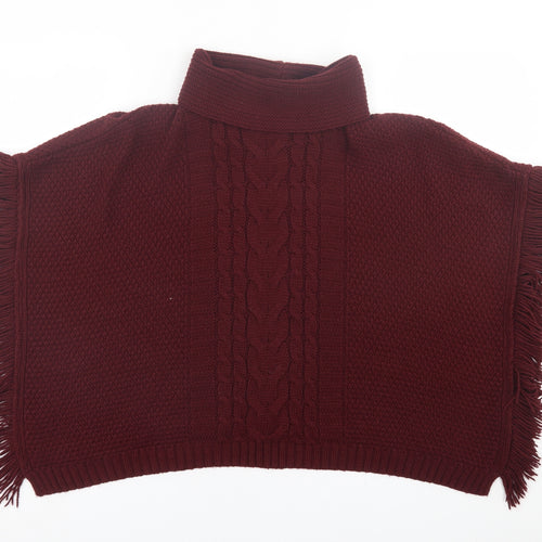 NEXT Womens Purple Roll Neck  Acrylic Cape Jumper One Size