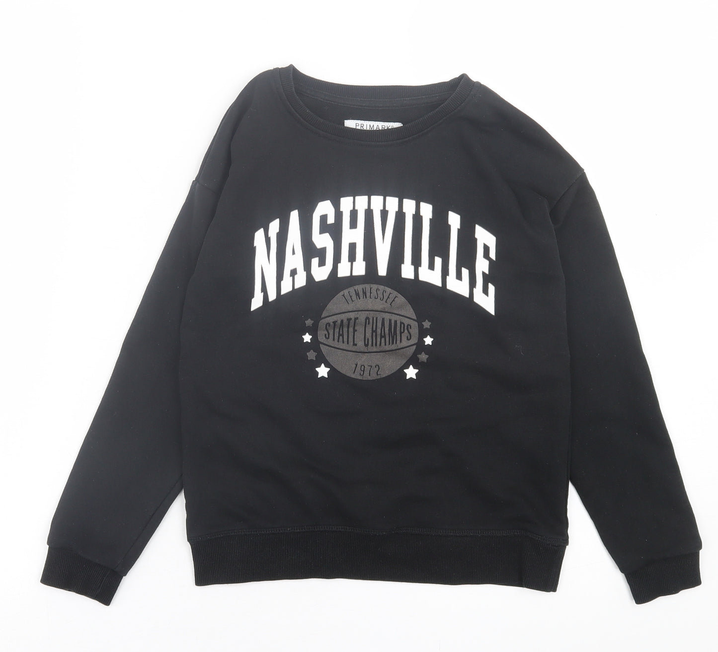 Primark Boys Black  Cotton Pullover Sweatshirt Size 9-10 Years  Pullover