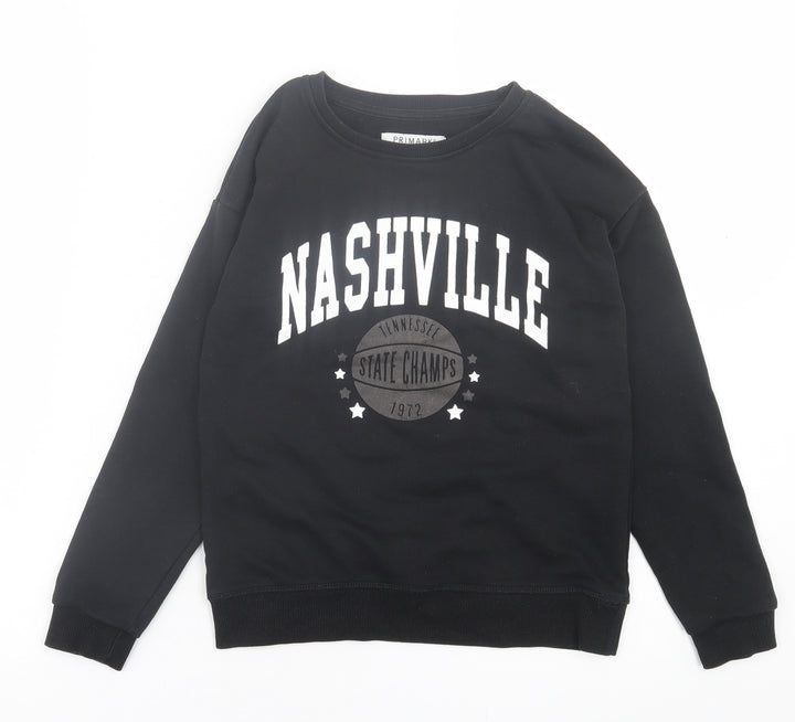 Primark Boys Black  Cotton Pullover Sweatshirt Size 9-10 Years  Pullover