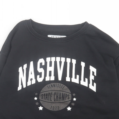 Primark Boys Black  Cotton Pullover Sweatshirt Size 9-10 Years  Pullover