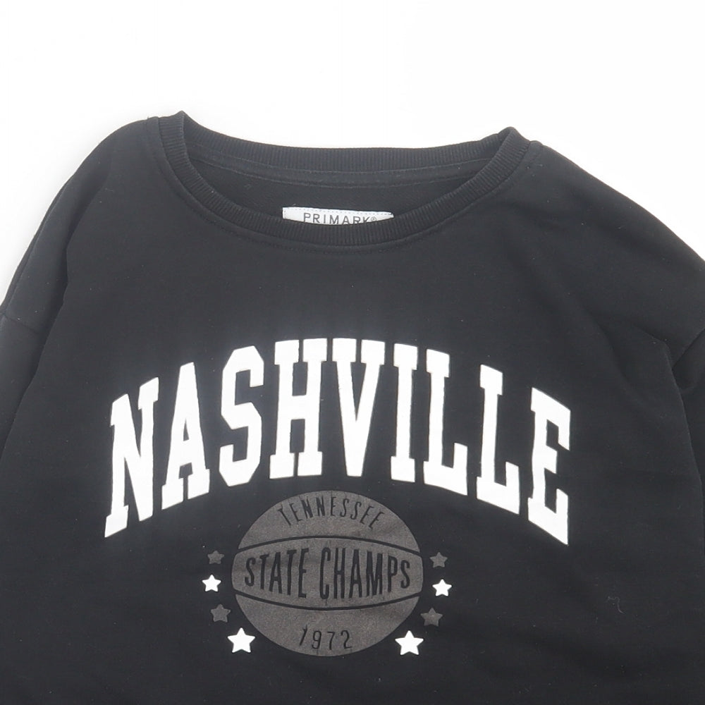 Primark Boys Black  Cotton Pullover Sweatshirt Size 9-10 Years  Pullover