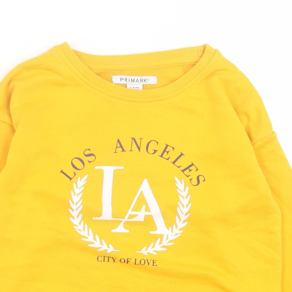 Primark Boys Yellow  Cotton Pullover Sweatshirt Size 8-9 Years  Pullover
