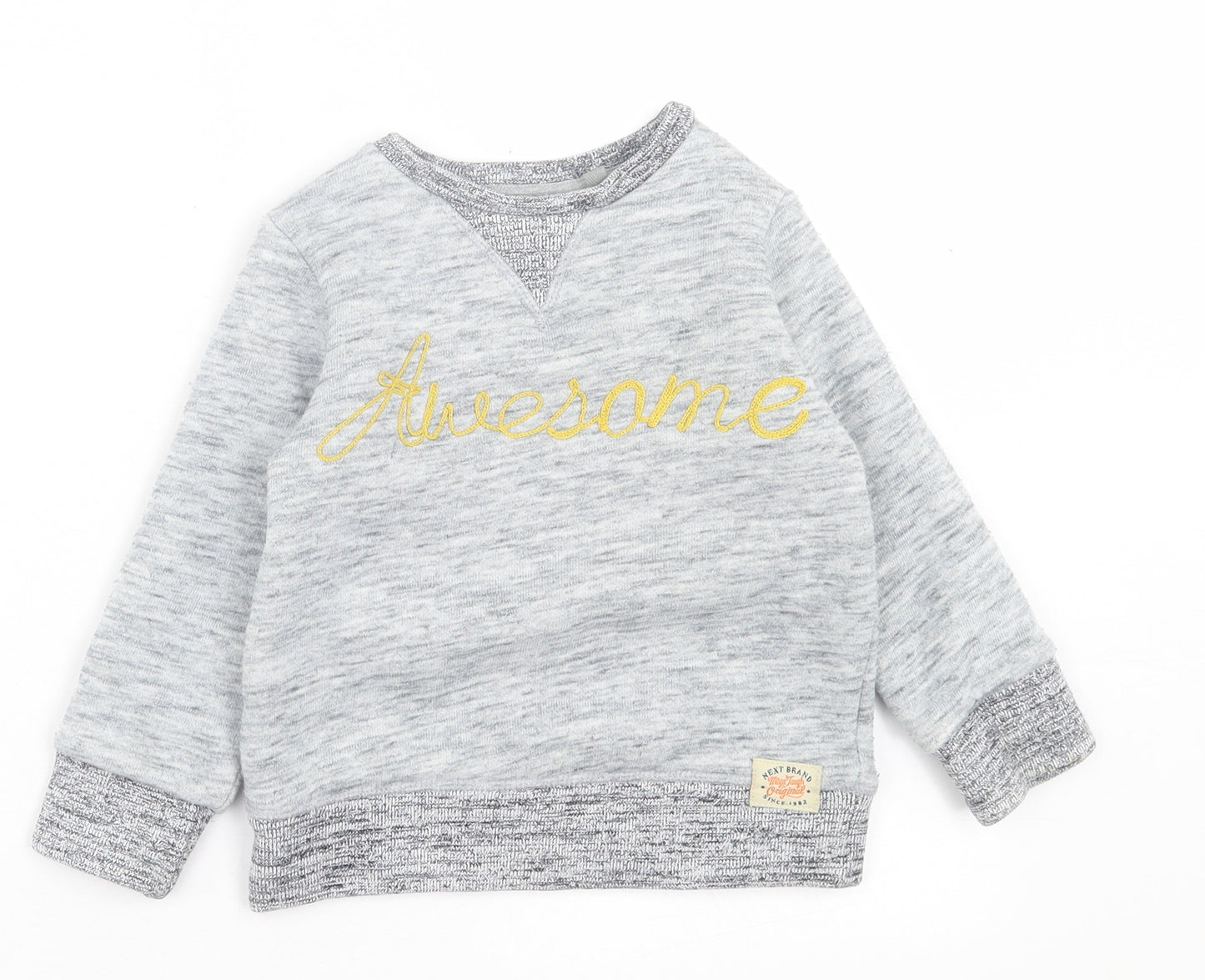 NEXT Boys Grey  Cotton Pullover Sweatshirt Size 2-3 Years  Pullover - Fleece Lining