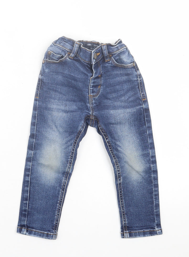 NEXT Boys Blue  Cotton Capri Jeans Size 12-18 Months  Button