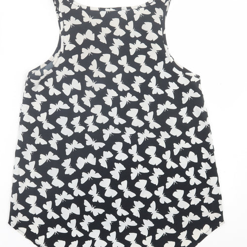 Atmosphere Womens Black Geometric Polyester Basic Tank Size 10 Scoop Neck