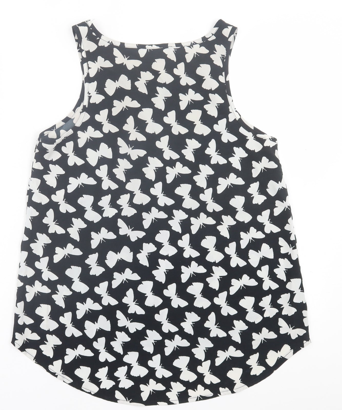Atmosphere Womens Black Geometric Polyester Basic Tank Size 10 Scoop Neck