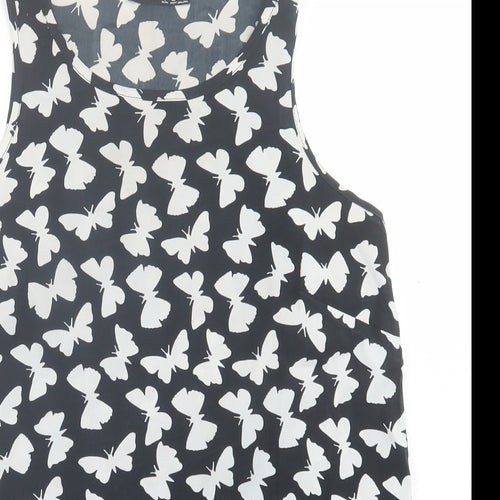 Atmosphere Womens Black Geometric Polyester Basic Tank Size 10 Scoop Neck