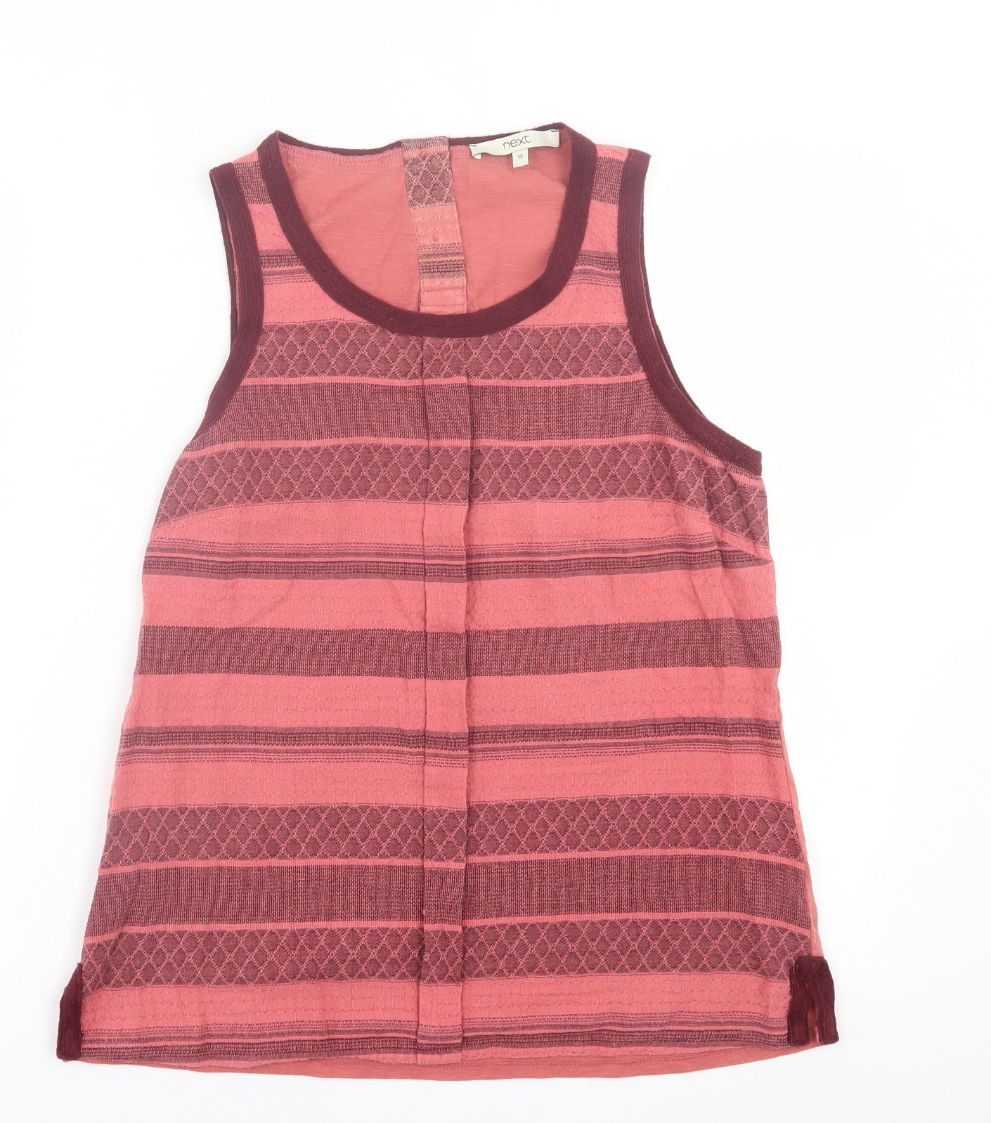 NEXT Womens Pink Striped Cotton Basic Tank Size 12 Scoop Neck