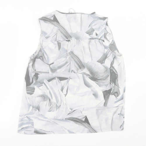 NEXT Womens Grey Geometric Polyester Basic Tank Size 12 V-Neck