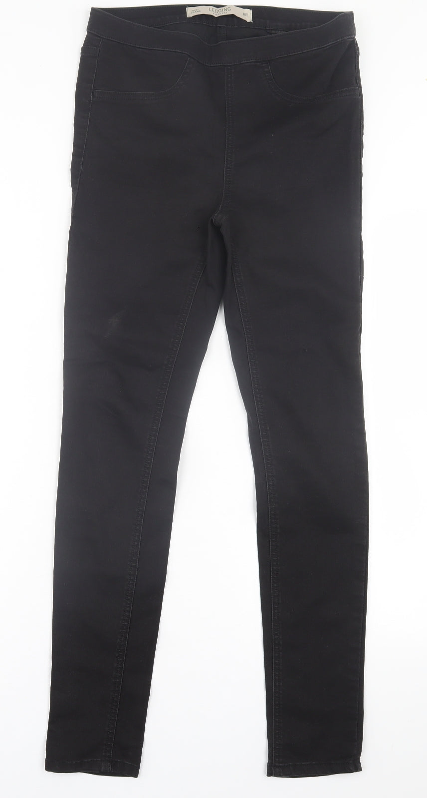 NEXT Womens Black  Cotton Jegging Trousers Size 10 L29 in Regular