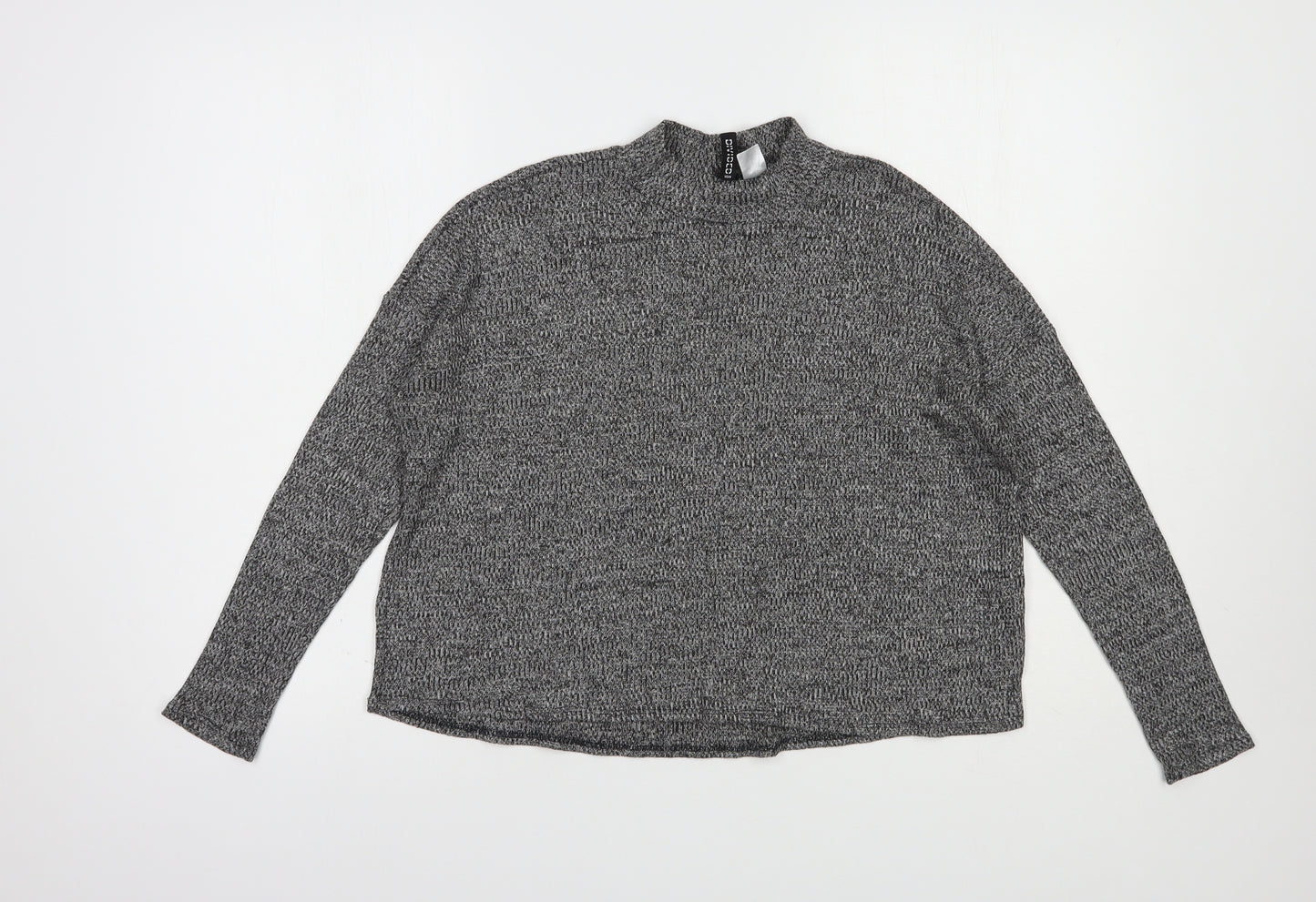 H&M Womens Grey Mock Neck  Polyester Pullover Jumper Size S