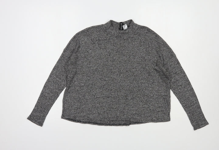 H&M Womens Grey Mock Neck  Polyester Pullover Jumper Size S