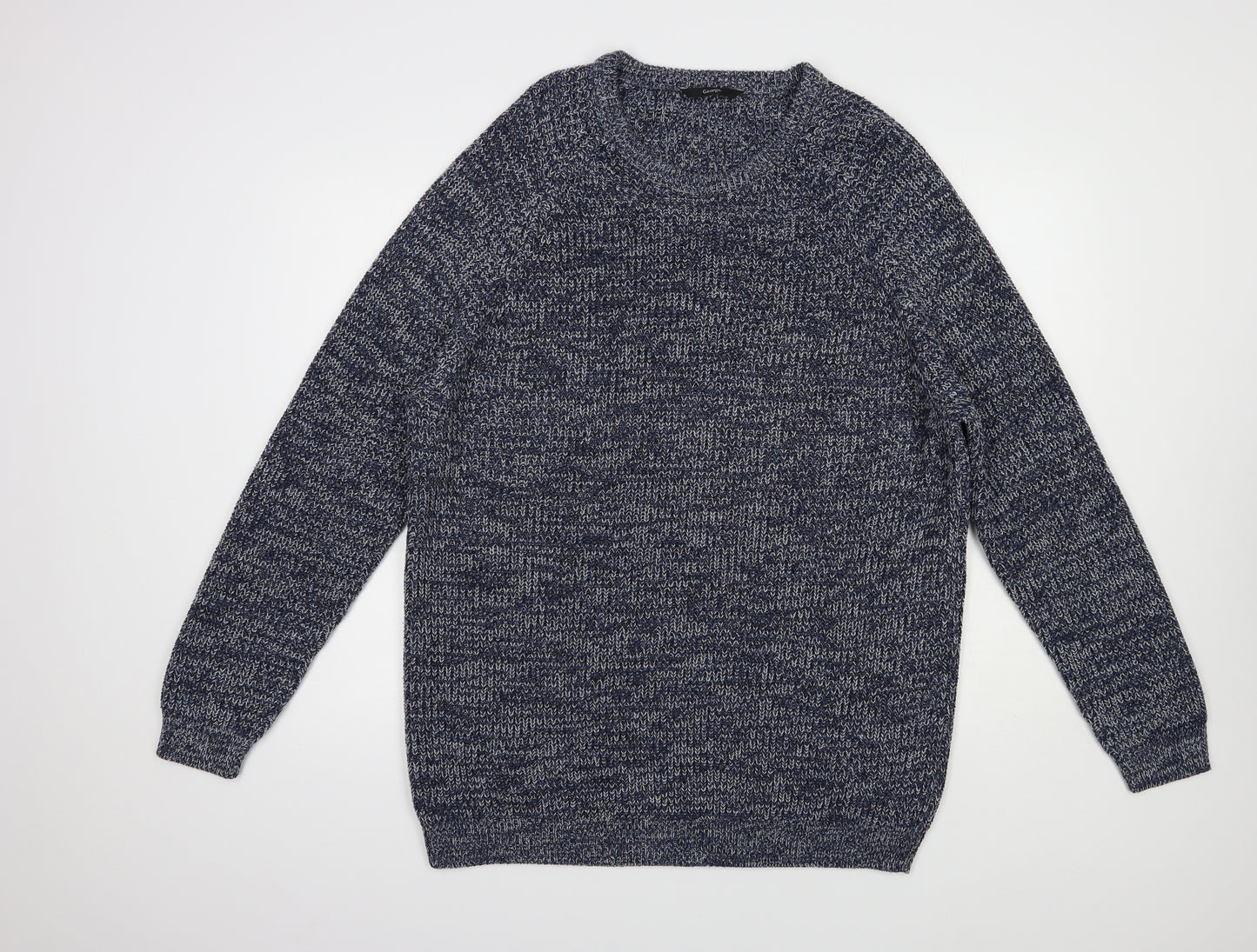 George Mens Blue Crew Neck  Acrylic Pullover Jumper Size XL