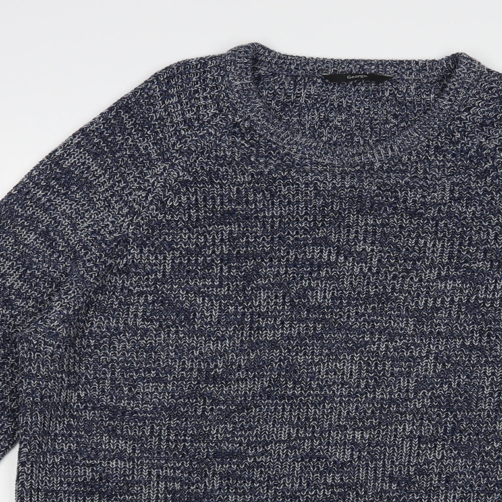 George Mens Blue Crew Neck  Acrylic Pullover Jumper Size XL