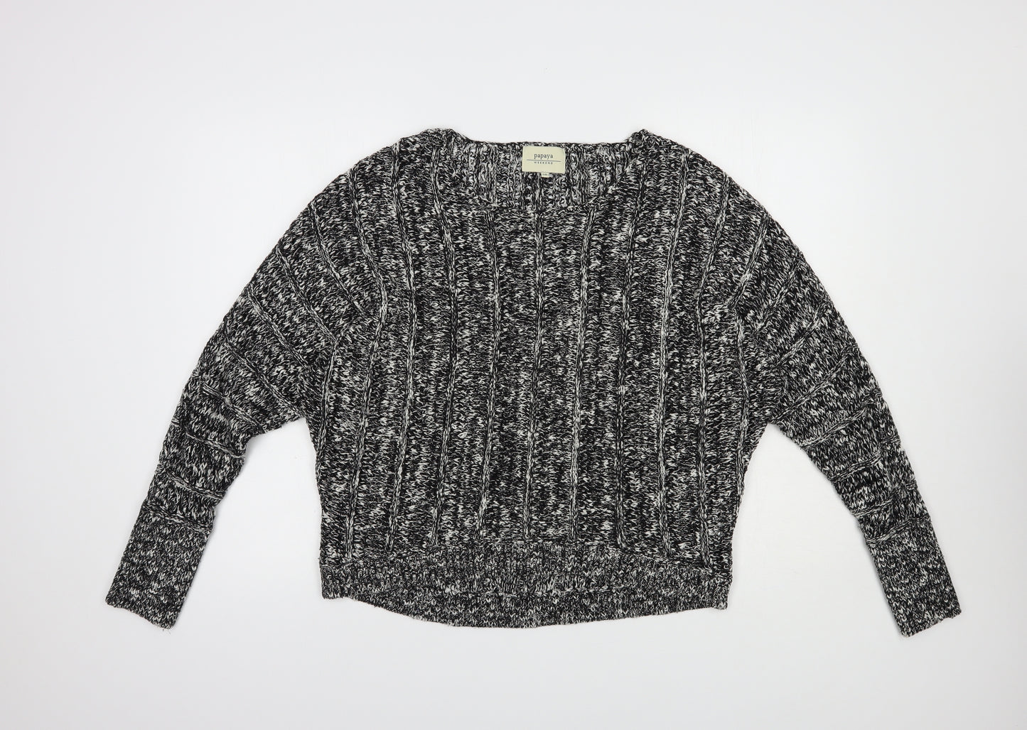 Papaya Womens Grey Boat Neck  Cotton Pullover Jumper Size 10