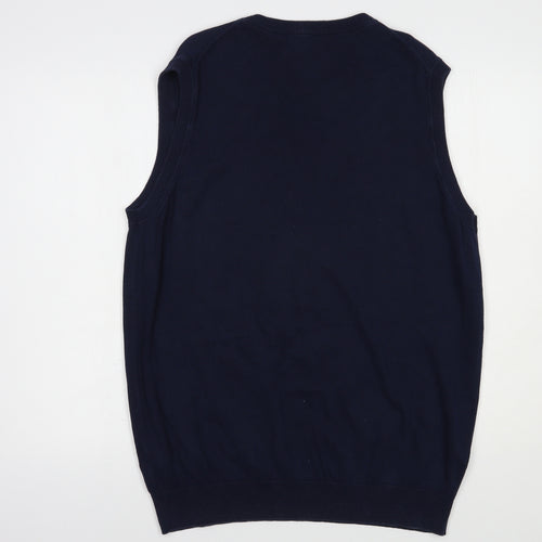 Matalan Mens Blue V-Neck  Cotton Vest Jumper Size L