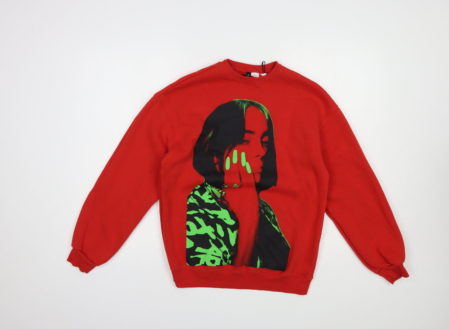 H&M Womens Red  Polyester Pullover Sweatshirt Size XS  Pullover - Billie Eilkish