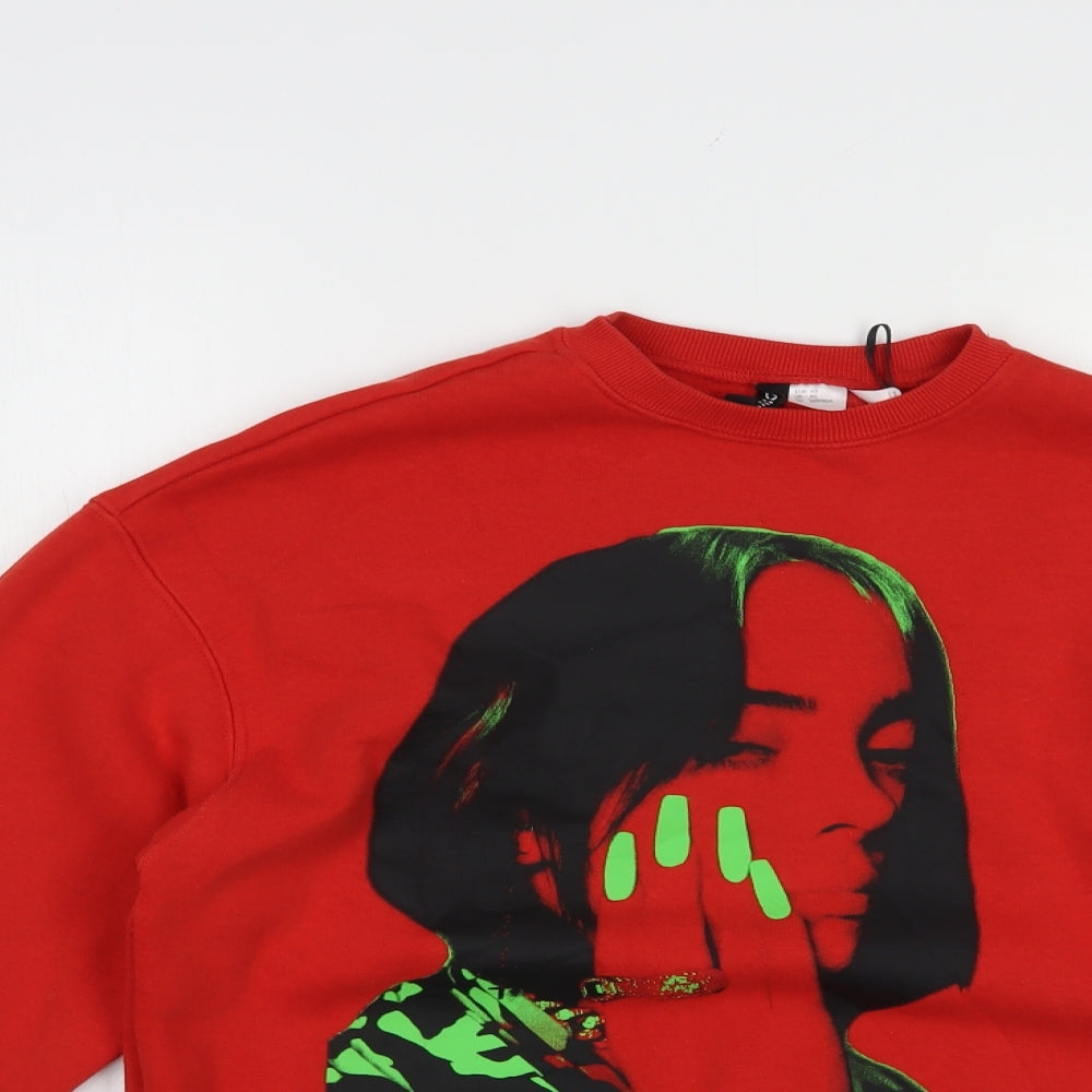 H&M Womens Red  Polyester Pullover Sweatshirt Size XS  Pullover - Billie Eilkish