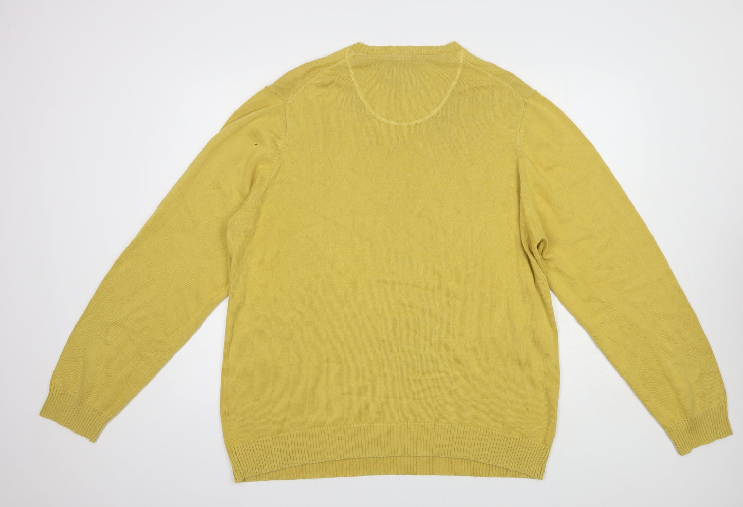 Marks and Spencer Mens Yellow V-Neck  Cotton Pullover Jumper Size XL