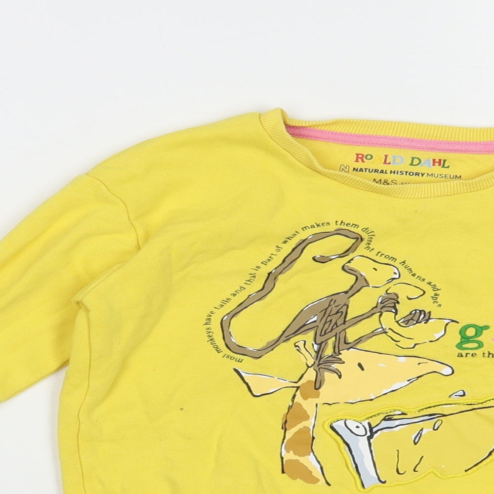 Marks and Spencer Girls Yellow  Cotton Pullover Sweatshirt Size 5-6 Years  Pullover - Giraffe
