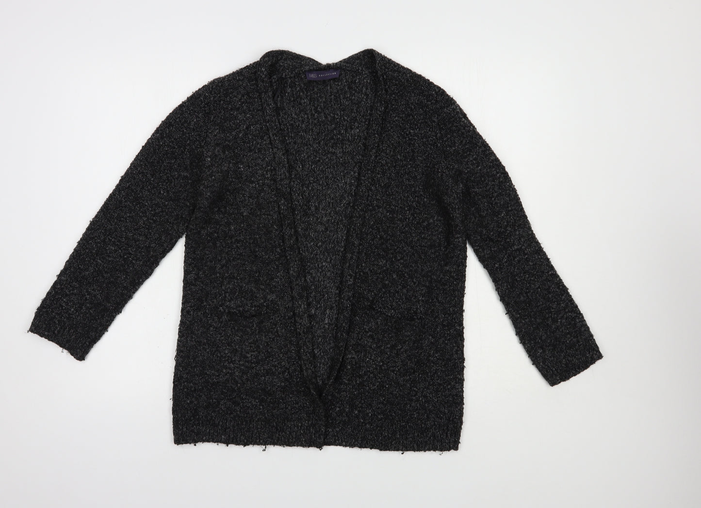 Marks and Spencer Womens Grey V-Neck  Acrylic Cardigan Jumper Size S