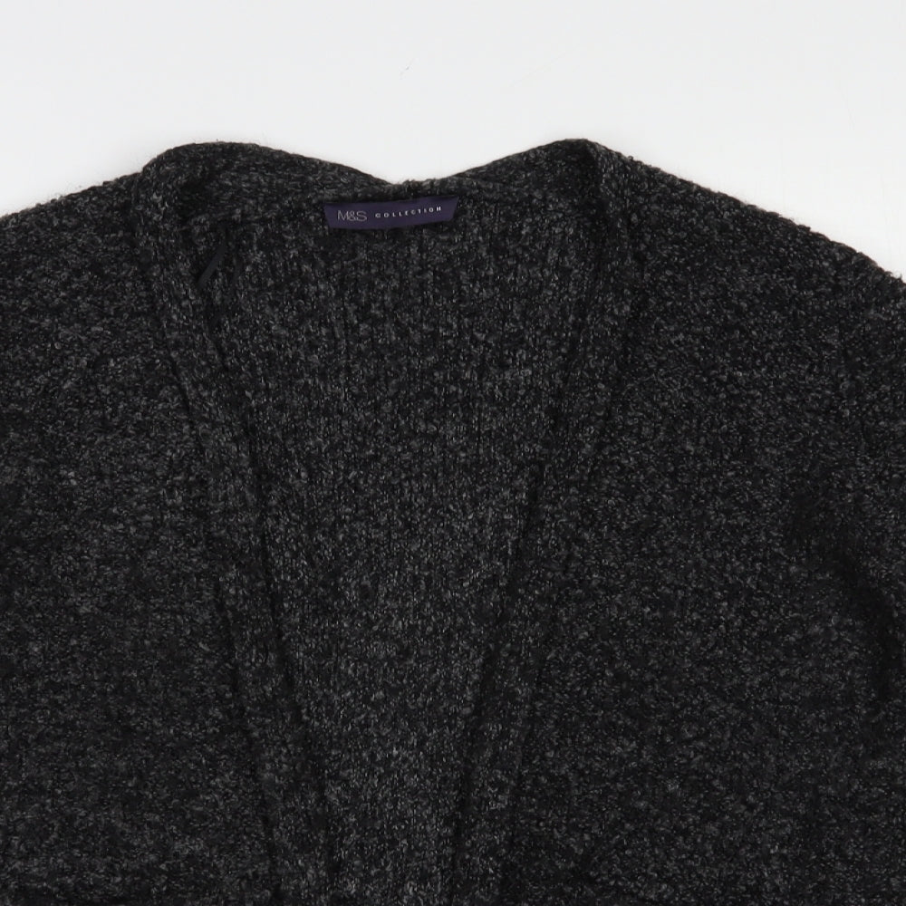 Marks and Spencer Womens Grey V-Neck  Acrylic Cardigan Jumper Size S