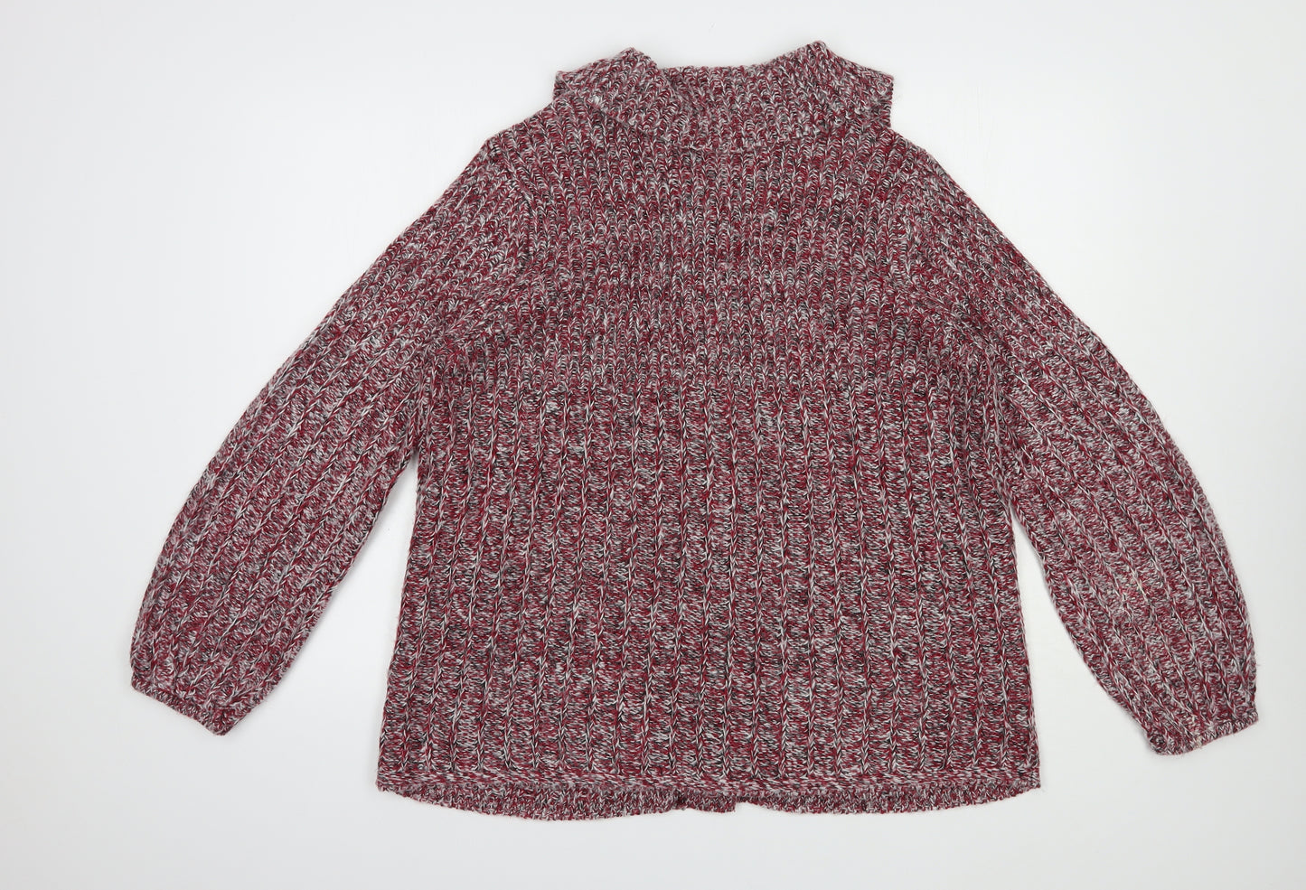 Bonmarché Womens Red Collared  Acrylic Cardigan Jumper Size L