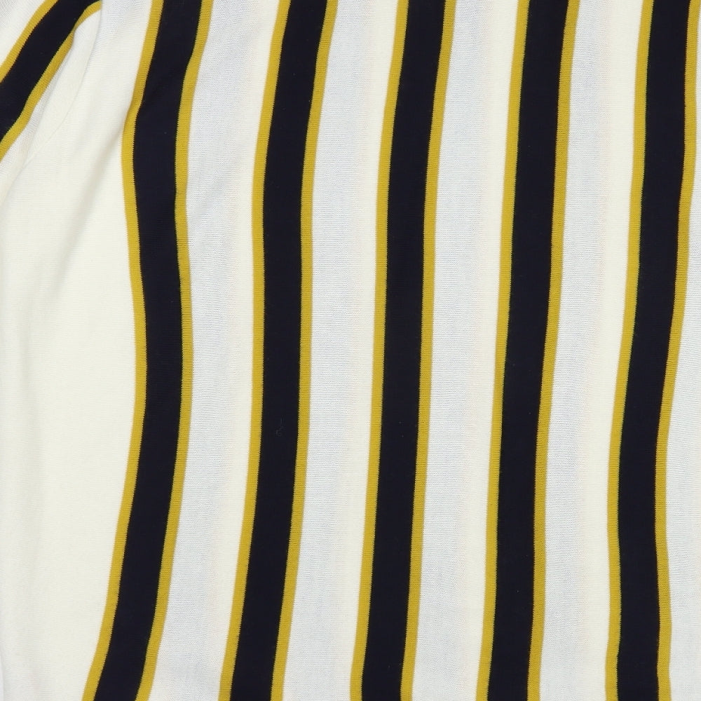Primark Mens Ivory Crew Neck Striped Acrylic Pullover Jumper Size 2XL