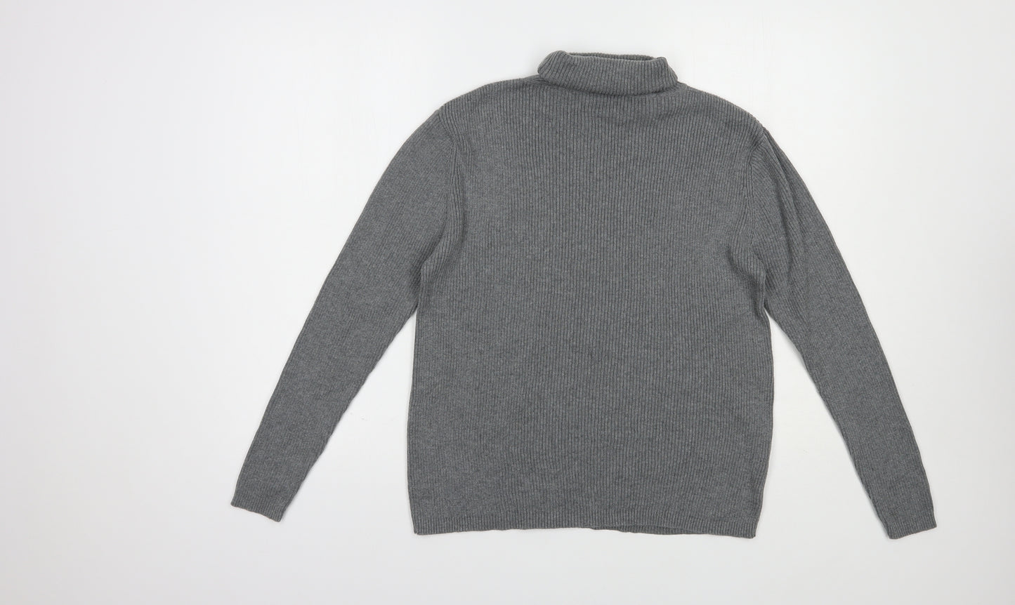 Joie de Vivre Womens Grey Roll Neck  Cotton Pullover Jumper Size 20