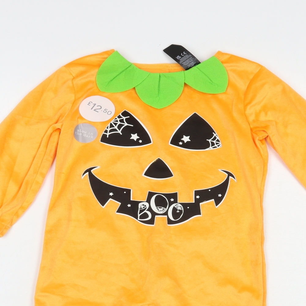 F&F Girls Orange  Polyester  Bodysuit Size 2-3 Years   - Halloween Fancy Dress