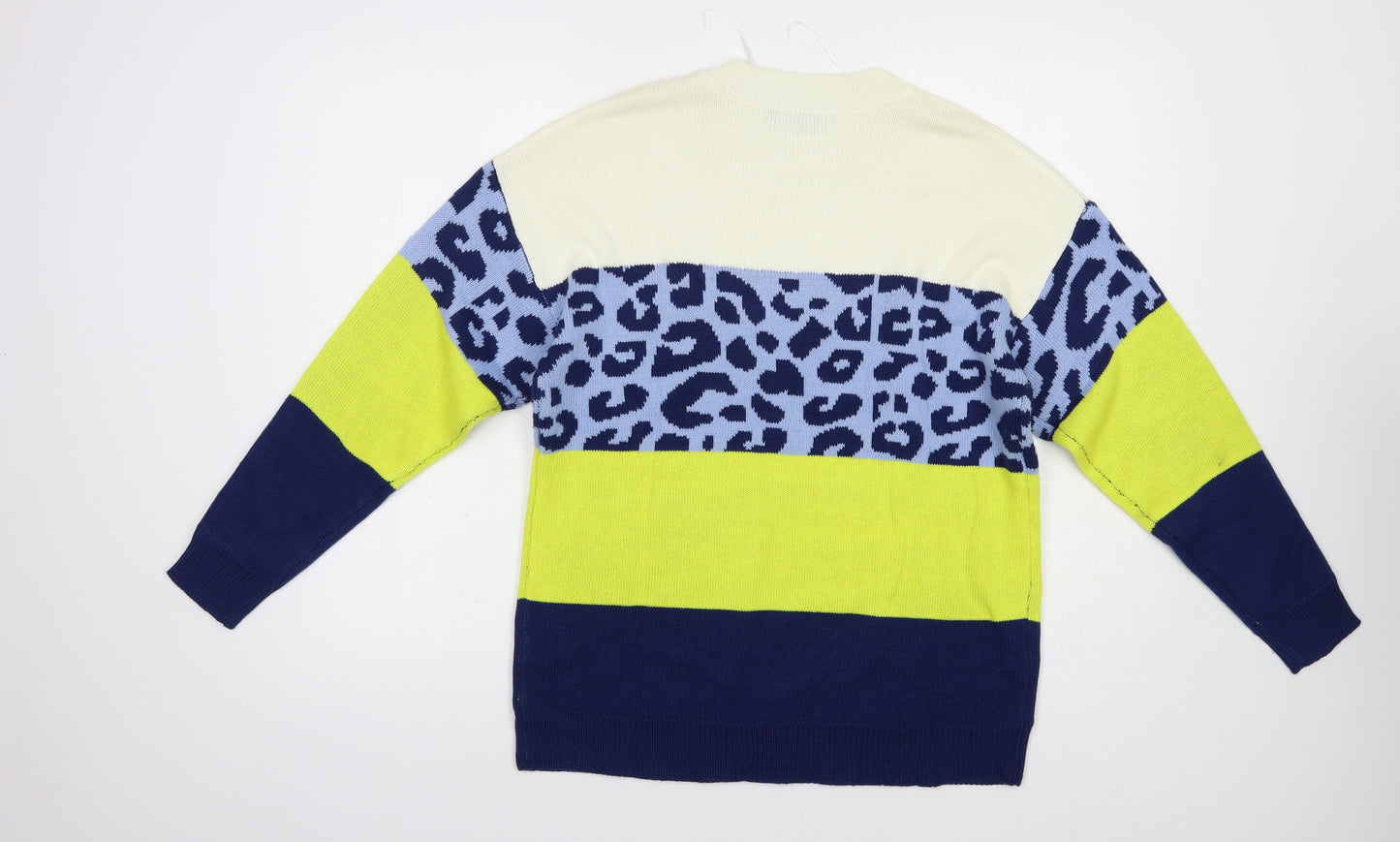 Studio Womens Multicoloured Crew Neck Animal Print Acrylic Pullover Jumper Size 12