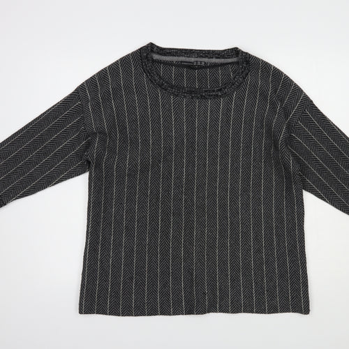 Atmosphere Womens Grey Scoop Neck Herringbone Acrylic Pullover Jumper Size 12