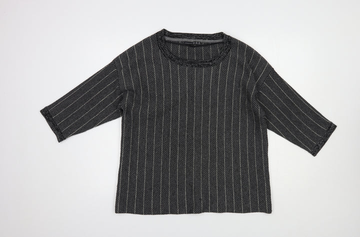 Atmosphere Womens Grey Scoop Neck Herringbone Acrylic Pullover Jumper Size 12