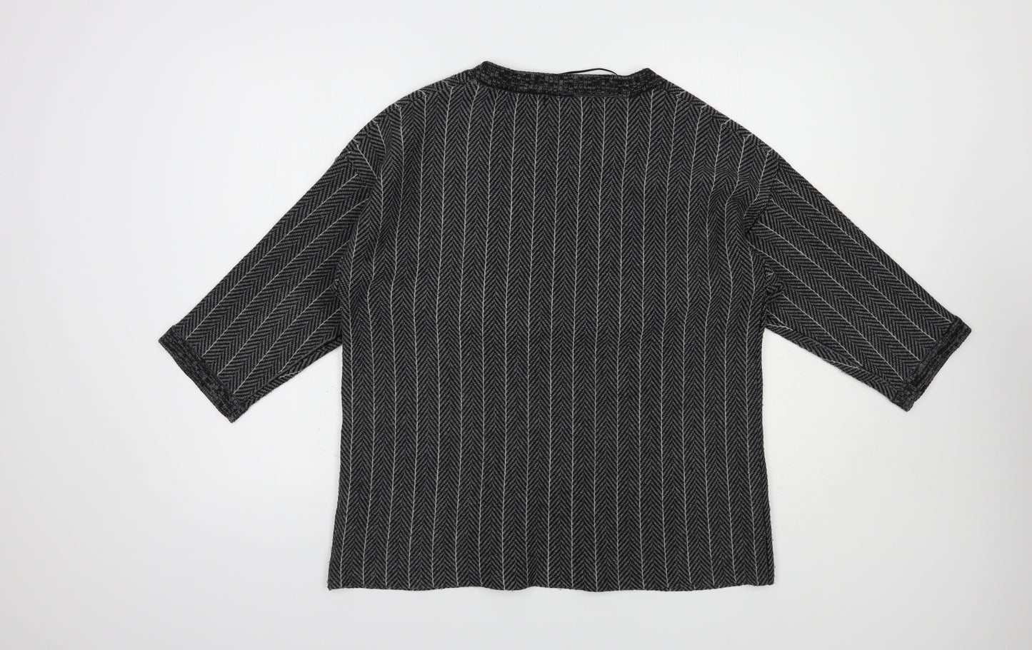 Atmosphere Womens Grey Scoop Neck Herringbone Acrylic Pullover Jumper Size 12