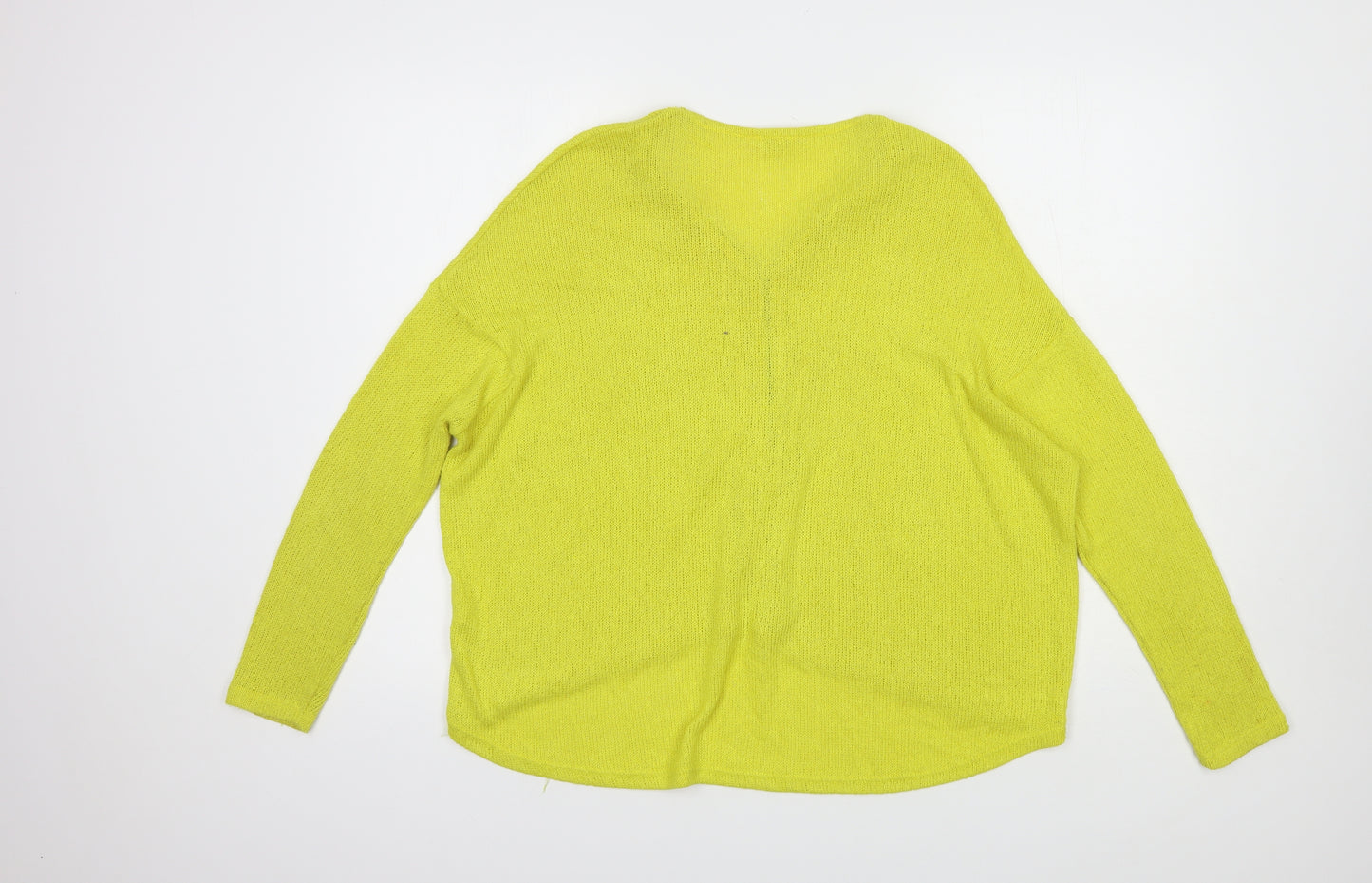 River Island Womens Yellow V-Neck  Viscose Pullover Jumper Size 10