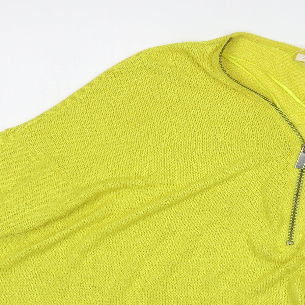 River Island Womens Yellow V-Neck  Viscose Pullover Jumper Size 10