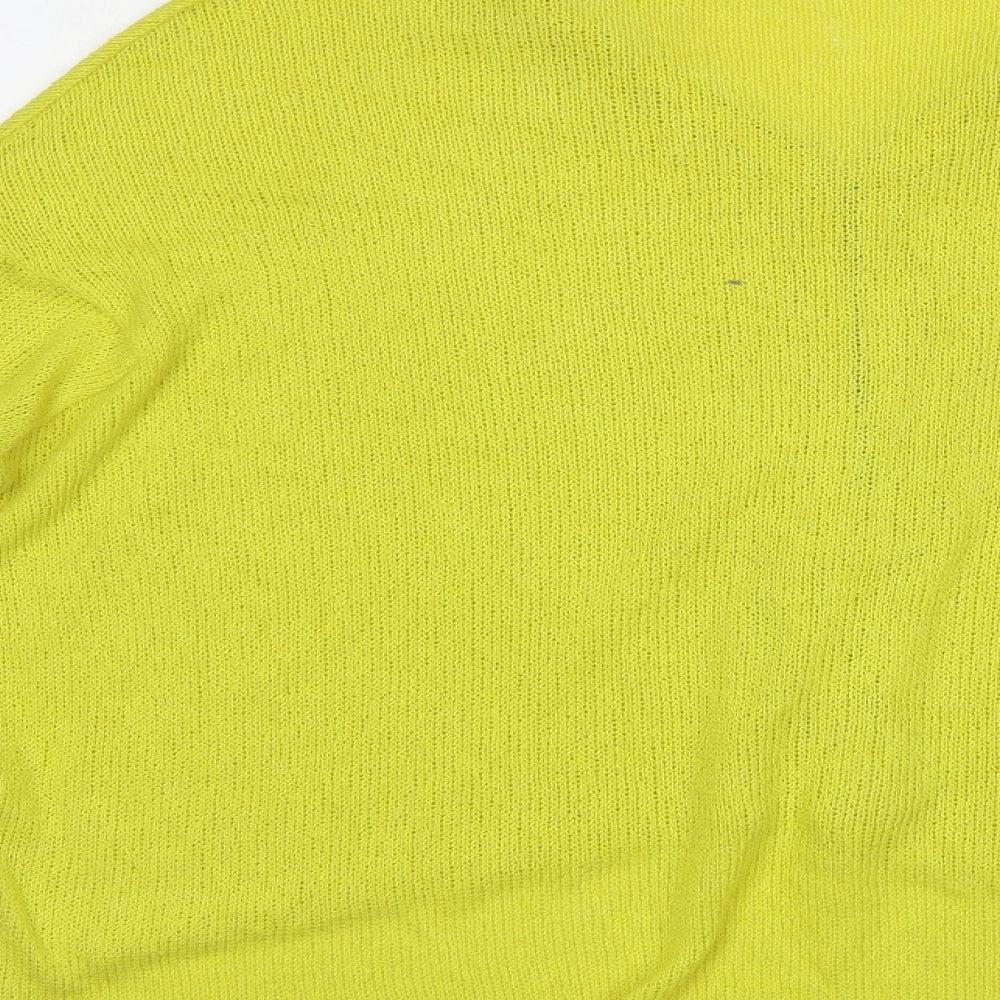 River Island Womens Yellow V-Neck  Viscose Pullover Jumper Size 10