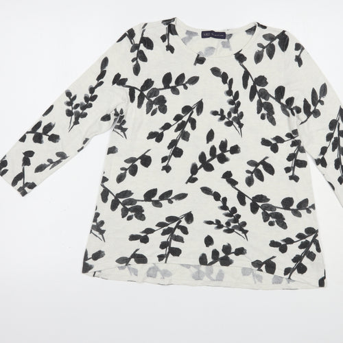 Marks and Spencer Womens White Crew Neck Floral Viscose Pullover Jumper Size 12