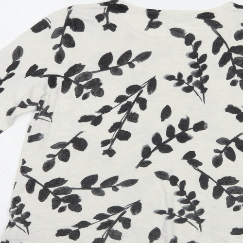 Marks and Spencer Womens White Crew Neck Floral Viscose Pullover Jumper Size 12