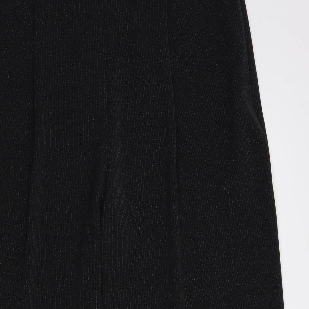 Marks and Spencer Womens Black Striped Polyester Dress Pants Trousers Size 14 L29 in Regular Hook & Eye