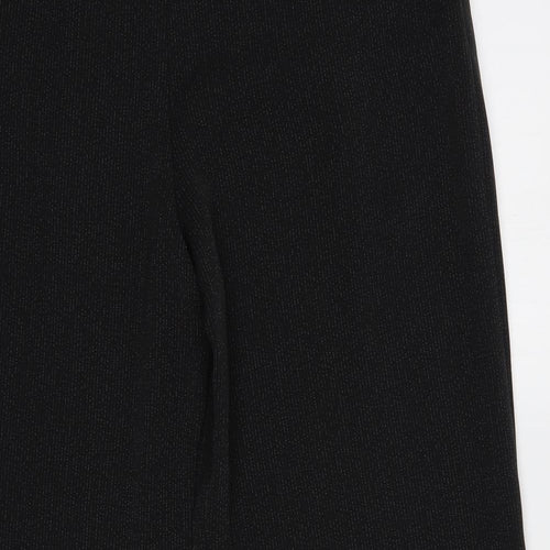 Marks and Spencer Womens Black Striped Polyester Dress Pants Trousers Size 14 L29 in Regular Hook & Eye