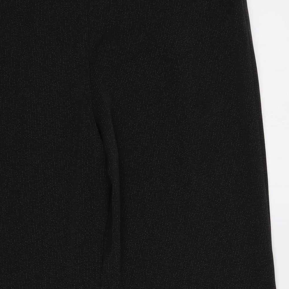Marks and Spencer Womens Black Striped Polyester Dress Pants Trousers Size 14 L29 in Regular Hook & Eye