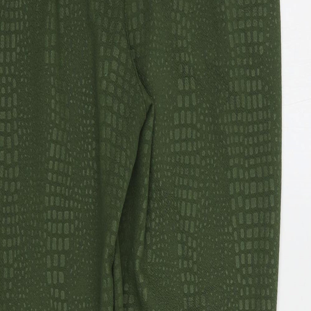 PRETTYLITTLETHING Womens Green Animal Print Polyester Trousers  Size 10 L28 in Regular Buckle