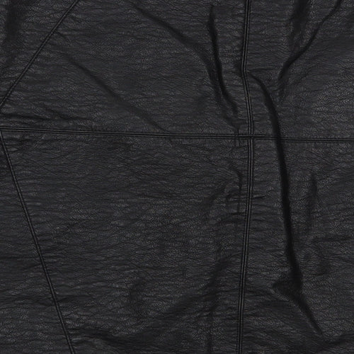 H&M Womens Black  Polyurethane Mini Skirt Size 10   Zip
