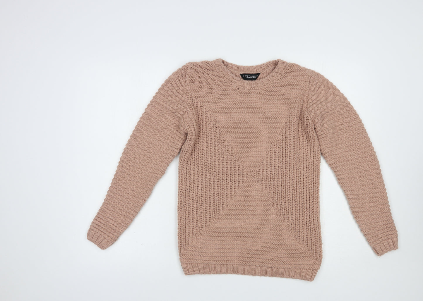 Dorothy Perkins Womens Pink Crew Neck  Acrylic Pullover Jumper Size 8