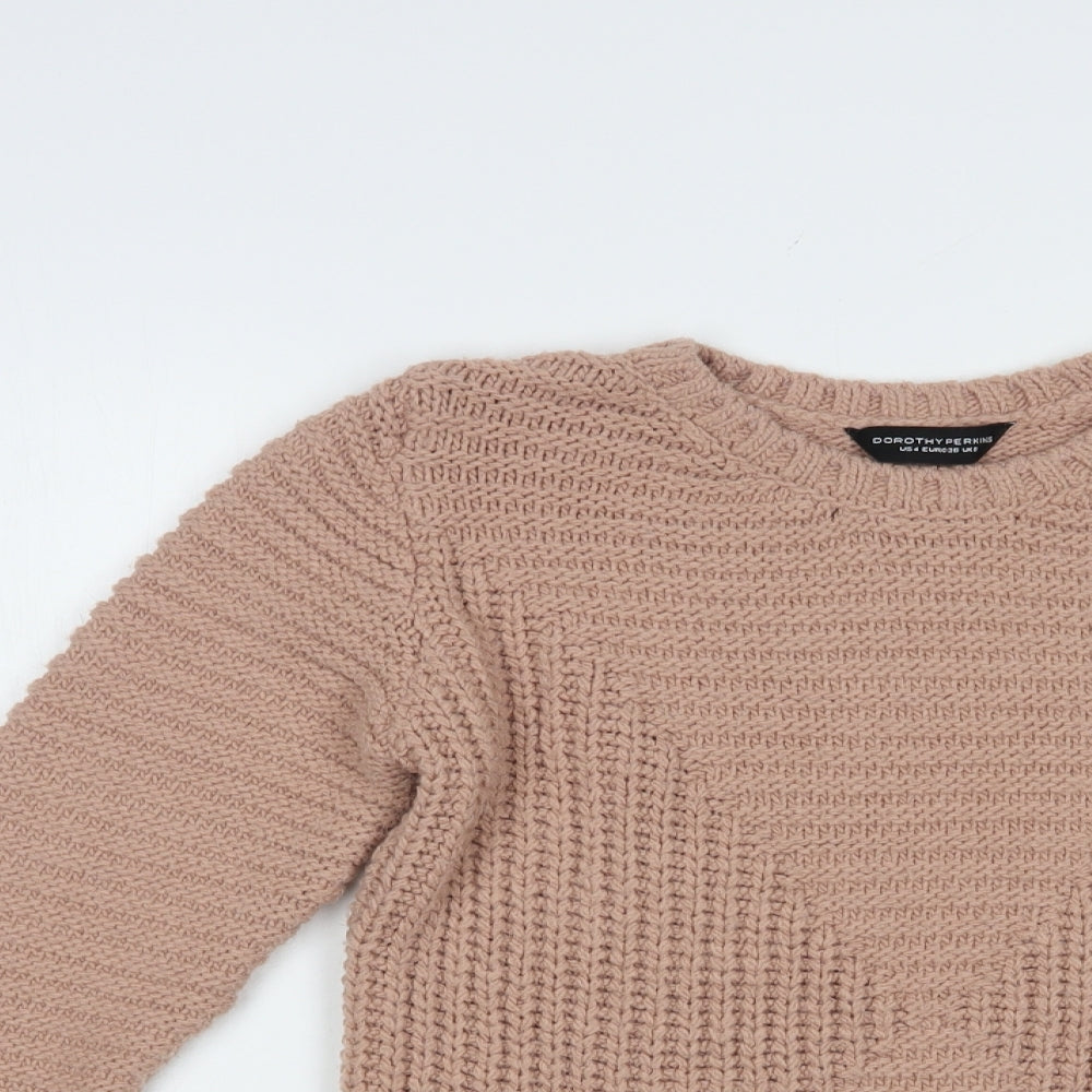 Dorothy Perkins Womens Pink Crew Neck  Acrylic Pullover Jumper Size 8