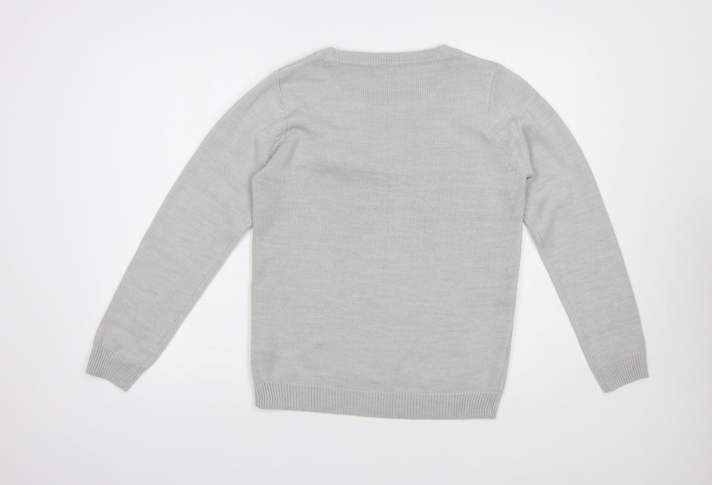 F&F Womens Grey Crew Neck  Acrylic Pullover Jumper Size 8   - Christmas Jumper