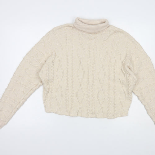 F&F Womens Beige Roll Neck  Polyester Pullover Jumper Size 6