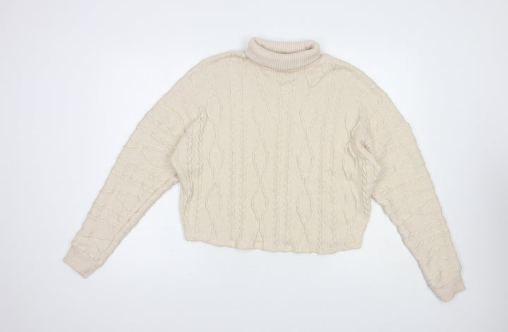 F&F Womens Beige Roll Neck Polyester Pullover Jumper Size 6